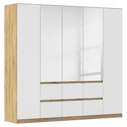 Drehtürenschrank Mainz Weiß, Eiche Artisan