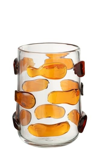 J-Line Pebbles glazen vaas - Amber/transparant - Ø 17 cm