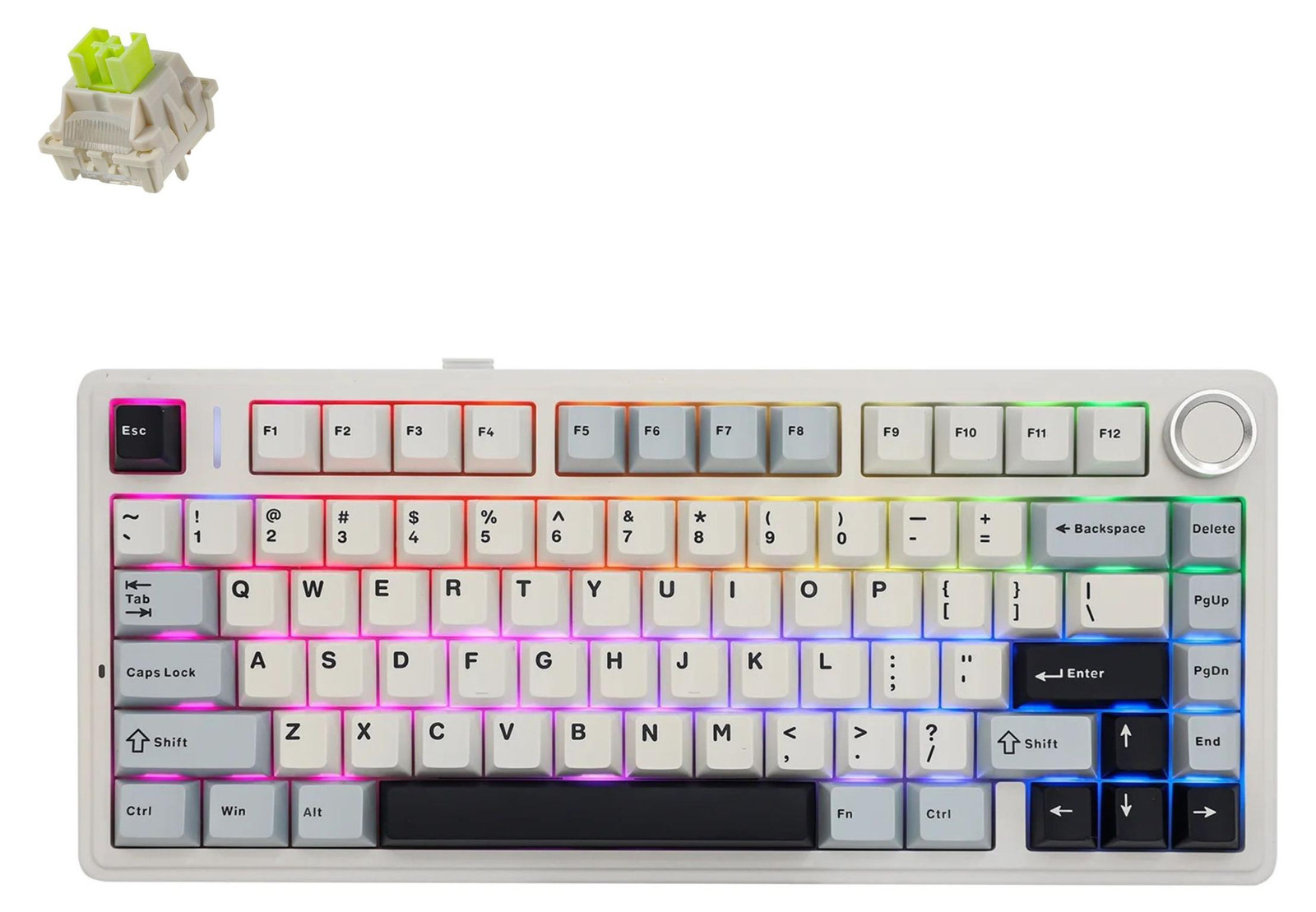 AULA F75 Draadloos mechanisch gaming-toetsenbord met RGB LED-verlichting - Glacier Blue Reaper - QWERTY (US-indeling)