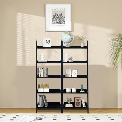 International Concepts Solid Wood Lean-to 5-tier Shelf Unit Set (Set of 2)