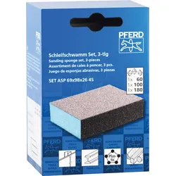 PFERD 44698010 - Wasserfester Schleifschwamm Set 69x98x26 mm A60,A100,A180