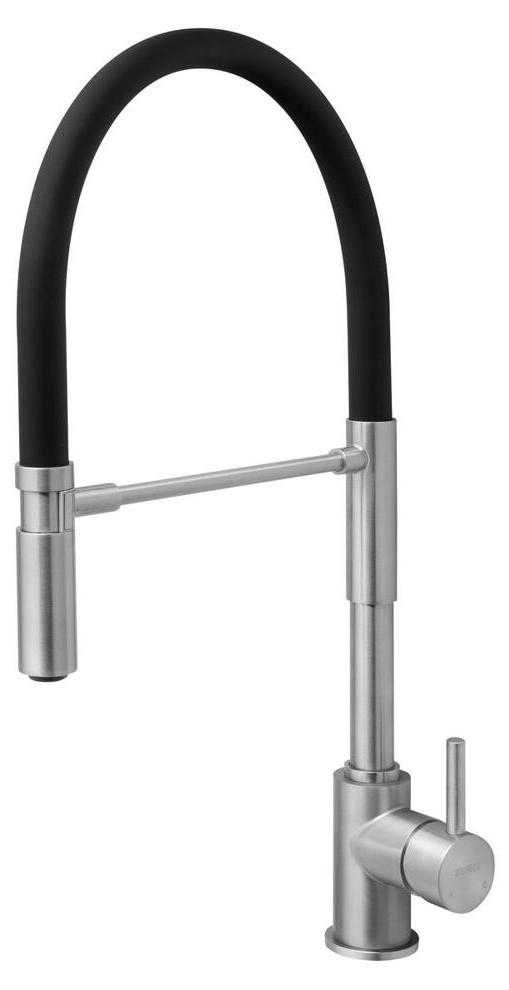 MINIMAL Küchenarmatur mit flexibler Auslauf, Schwarz/Edelstahl matt
