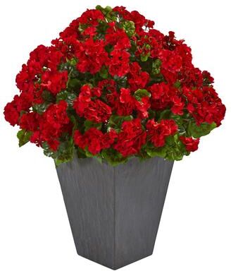 Nearly Natural Geranium Artificial Plant in Slate Plater UV Resistant (Indoor/Outdoor)