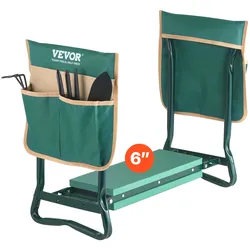 VEVOR Kniebank 590x290x490mm, Kniekissen 152 mm Kniepolster, Kniehilfe Gartenarbeit bis 150 kg, klappbarer Gartensitz mit 2 Werkzeugtaschen, Arbeitshocker lindert Knie- und Rückenschmerzen