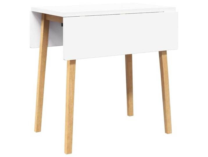Roanoer Klappbarer Esstisch 90x75cm Gummibaum Massivholz Natur Weiß Platzsparende Klappfunktion ideal für Küche und Arbeitszimmer, mit glatter Tischfläche zum Speisen oder Arbeiten im Alltag.