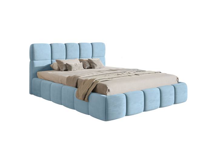 Polsterbett 160x200 cm Cloudy, hellblauer Velours,
