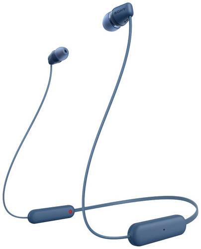 Sony WI-C100 In Ear Headset Bluetooth Stereo Blau Headset, Klang-Personalisierung, Lautstärkeregelung, Nackenband