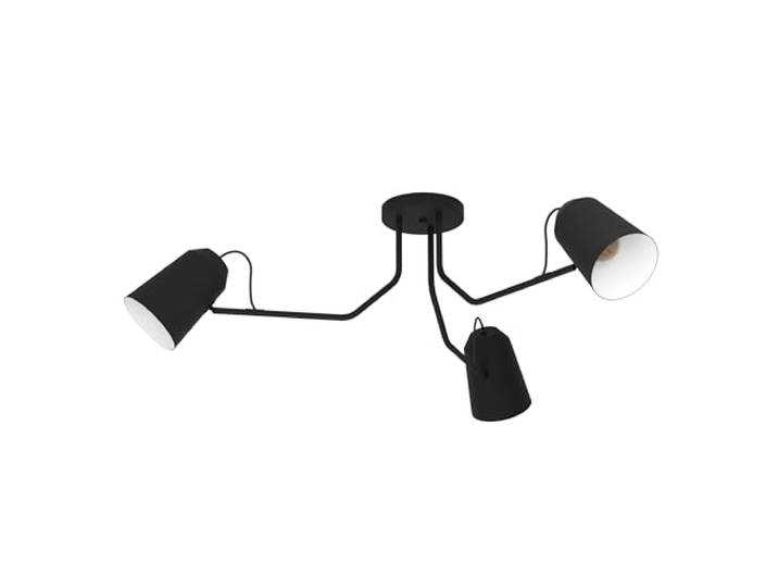 Eglo Luminaire plafonnier Loreto\, lampe de plafond scandinave avec 3 spots orientables\, lampe de salon minimaliste en acier noir et blanc\, douille E27