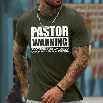 Herren Lustiges Pastor Warnung Grafik T-Shirt - Alles was Sie sagen wird in der Predigt verwendet Kurzarm T-Shirt