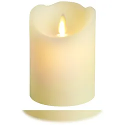 Lumineo LED Kerze mit Timerfunktion 7,5x10cm Wachs mit beweglicher Flamme Echtwachskerze batteriebetrieben Wachskerze Stumpenkerze Rustik Creme Warmweiß