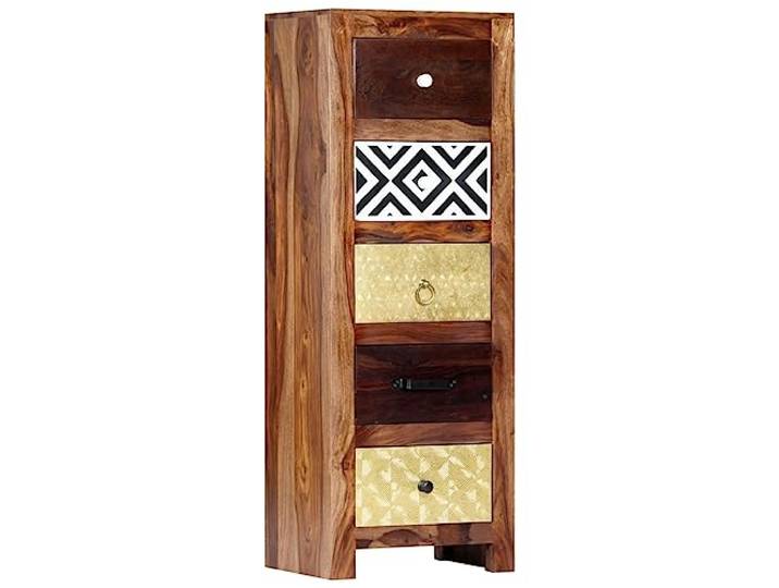 GHVBNMF Beistellschrank Massivholz Akazie 5 Schubladen 40x30x110 cm Kompakte Kommode aus Akazienholz mit 5 Rautenmuster Schubladen für Schlafzimmer und Flur.