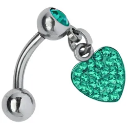 Bauchnabelpiercing ADELIA ́S "Piercing Piercing Bauchnabelpiercing", Damen, Gr. onesize, blau (türkis), Titan, Piercings, Titan Banane - Bauchnabel Piercing Herzanhänger türkis