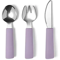 Lille Vilde, Kindergeschirr + Kinderbesteck, L 14 cm – Silikone/rustfrit stål - Lilla