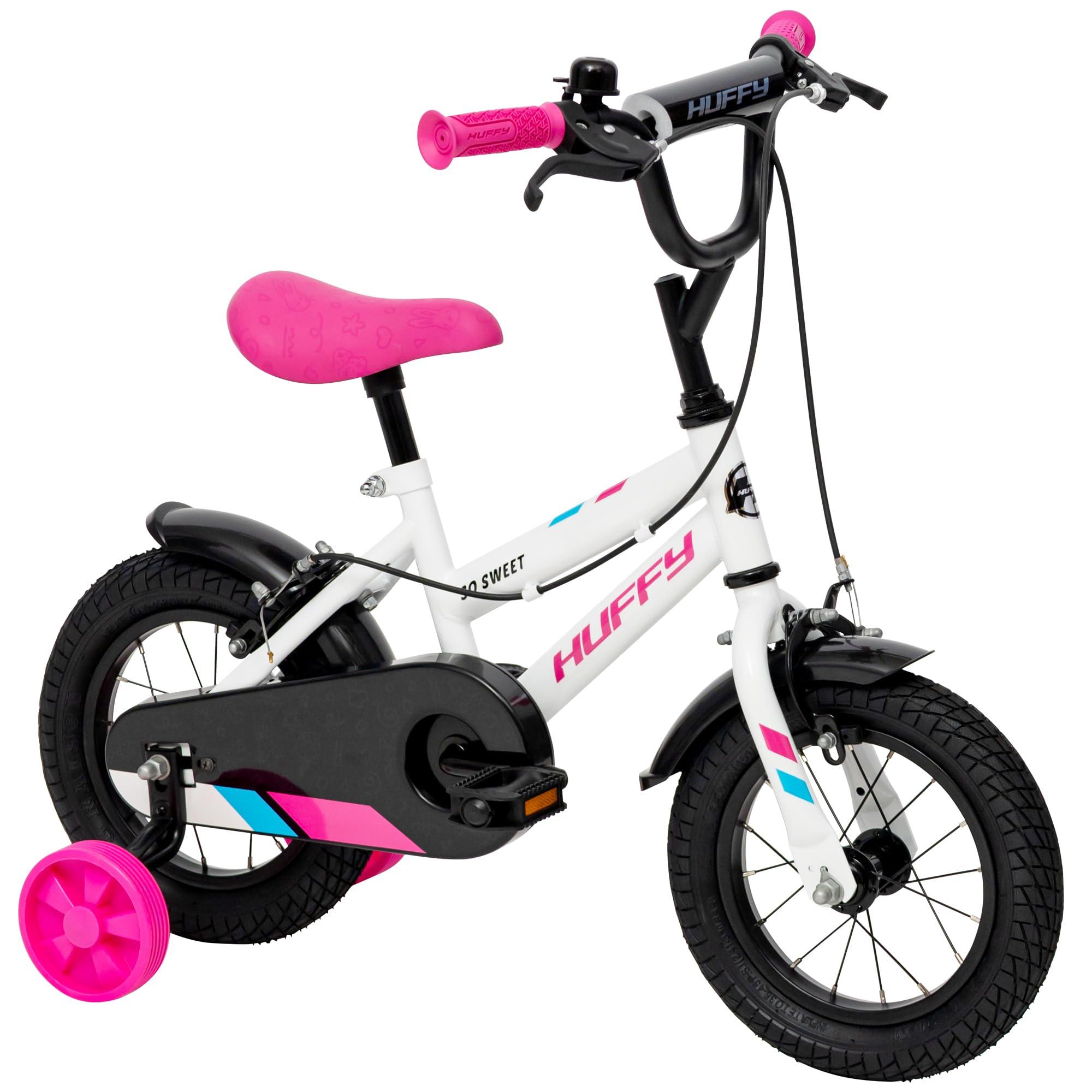 Kinderfahrrad 12 Zoll, weiß, Stahlrahmen, verstellbarer Sitz, 3-5 Jahre