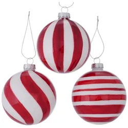 Boltze Weihnachtskugel Rolia 12er Set, Ø 8 cm, Höhe 10 cm, rot, weiß