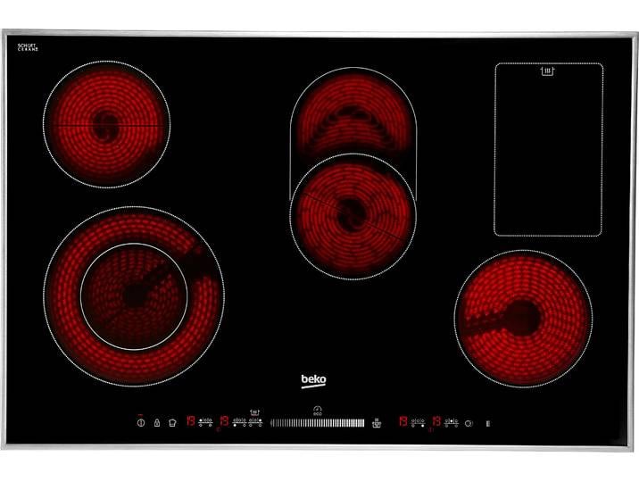 BEKO Elektro-Kochfeld, schwarz, B:77cm H:5,5cm T:51cm, Kochfelder, Slide-Touch Tasten: Steuern durch direktes Antippen oder entlangfahren