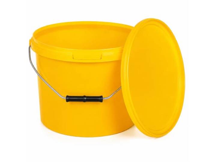 BenBow Eimer mit Deckel 10l gelb 100x 10 Liter - lebensmittelecht, stabil, luftdicht, auslaufsicher, geruchsneutral - Aufbewahrungsbehälter aus Kunststoff, mit Henkel - leer