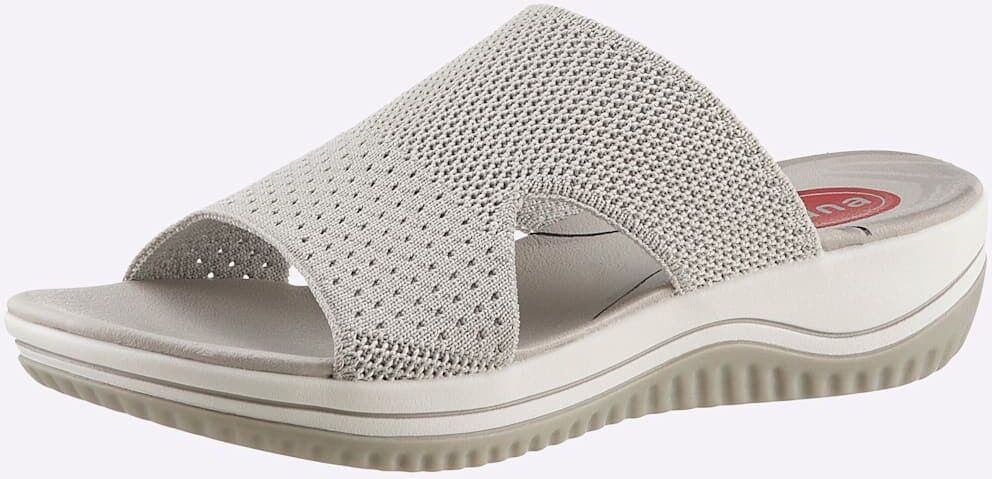 Pantolette JANA, Damen, Gr. 37, Textil, grau (hellgrau), Schuhe Pantolette hellgrau 37, Textil