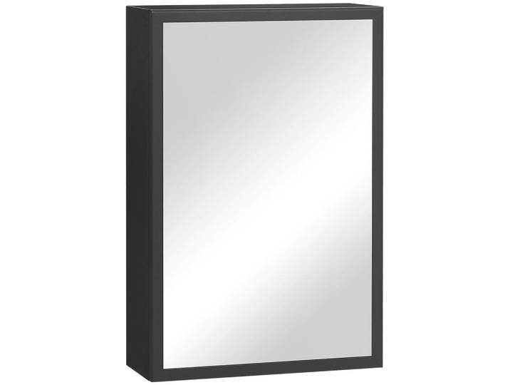 Kleankin Spiegelschrank mit 3 Schichten, für Badezimmer, Schlafzimmer, Edelstahl, Schwarz, Glas, 40x60x15 cm, Badezimmer, Badezimmerspiegel, Spiegelschränke