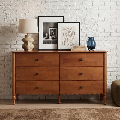 Kodotan sofa "55""Drawer Dresser for Bedroom - Wooden Double Chest of 6 Drawers,Solid Wood Legs Oak Lacquered Sideboard Buffet Cabinet"