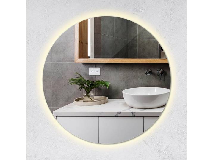 Tulup LED Spiegel 40 cm Runder Warmweiß 3000 K, Blaugrau, Glas, 40x40x2.4 cm, Spiegel, Wandspiegel