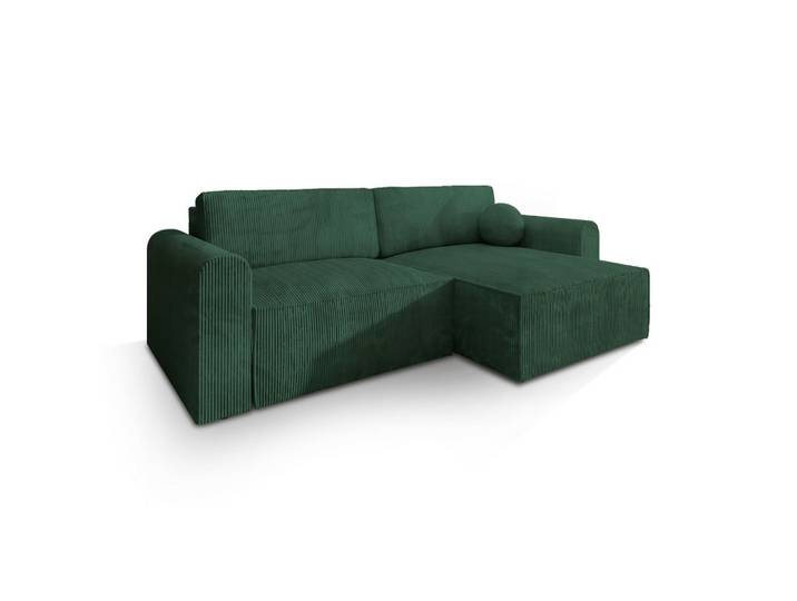 ECKSOFA FIANO P Grün Kordstoff mit Schlaffunktion