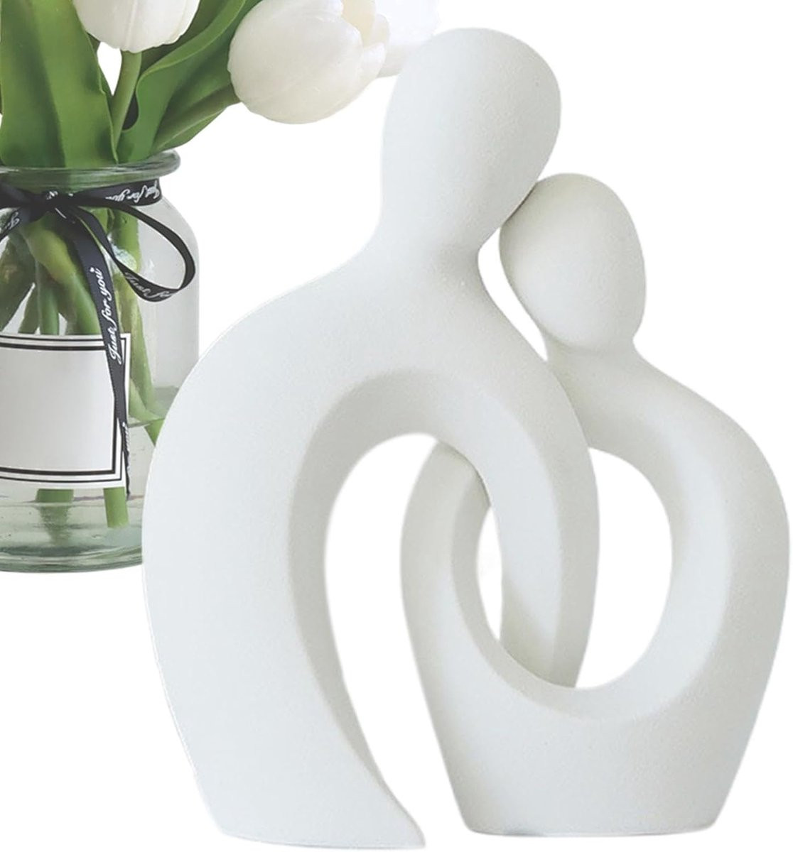 Abstract Liefde Sculptuur Koppel Beeld Wit voor Woondecoratie