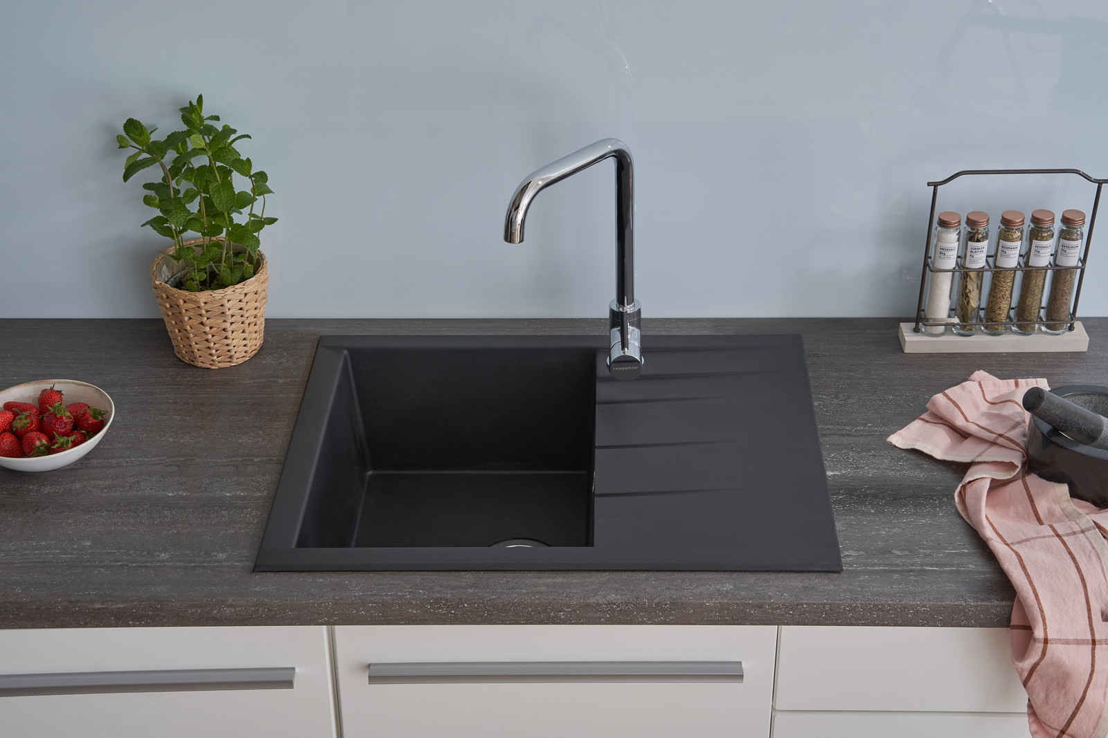 home24 Spoelbak Houston zwart B: 62 cm, D: 50 cm, H: 21 cm