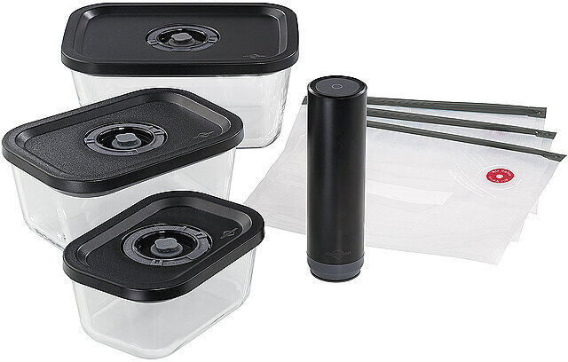 KÜCHENPROFI Vakuum Starter-Set 7 teilig EASYFRESH Glas/Schwarz schwarz EG