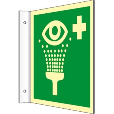 Fahnenschild Augenspüleinrichtung,ISO 7010,Kunststoff,nachl.,160-mcd, 200x200 mm