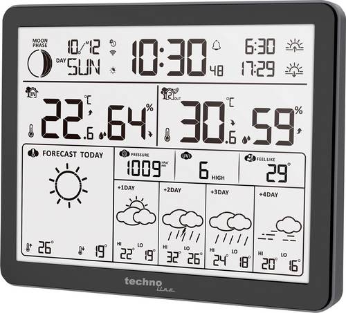 Techno Line WD3000 WD3000 Wetterstation WLAN-Wetterstation Vorhersage für 4 Tage Anzahl Sensoren max. 1