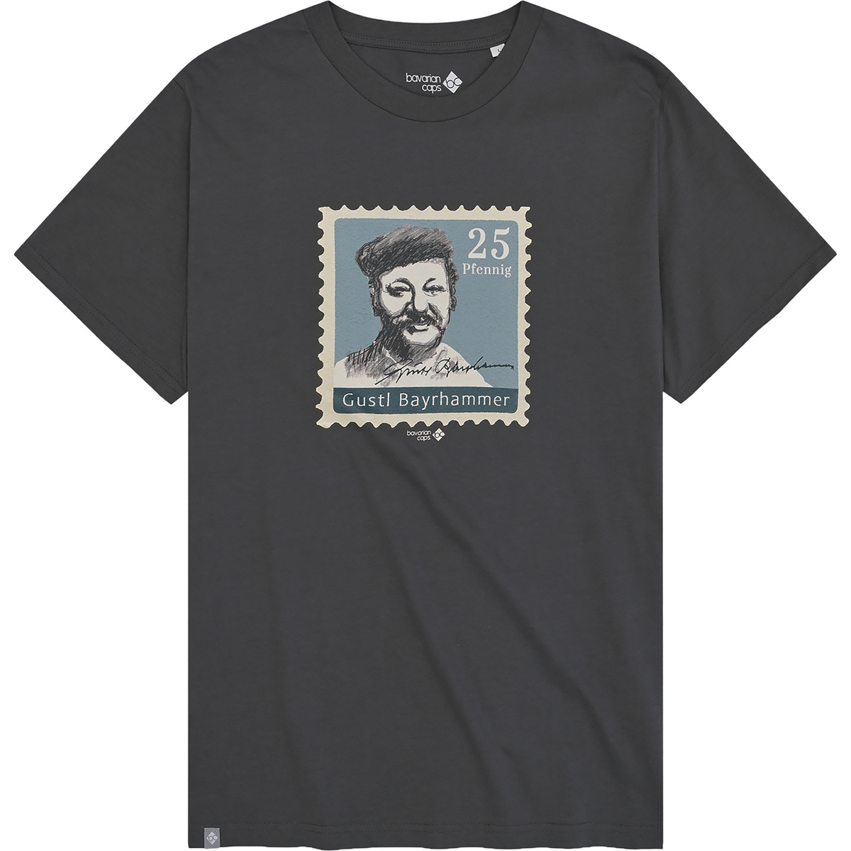 Bavarian Caps Herren Gustl Briefmarke T-Shirt (Größe XXL, grau)