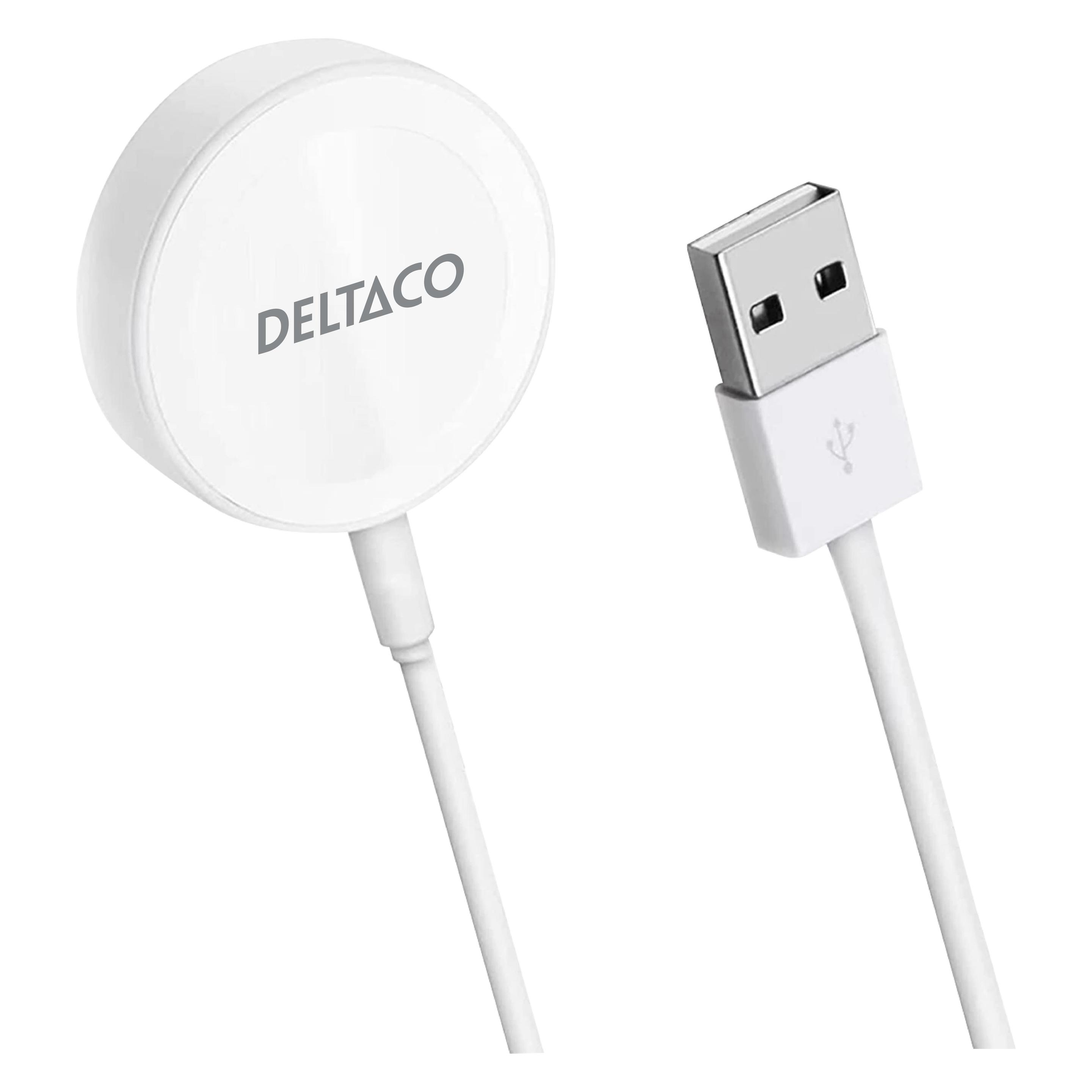 Deltaco Apple Watch charger, USB-A, 1 m fixed cable (1902103)