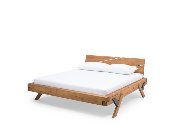 Balkenbett, Massivholz, Vintage Finish, 218×218 cm, Rustikal, SalesFever