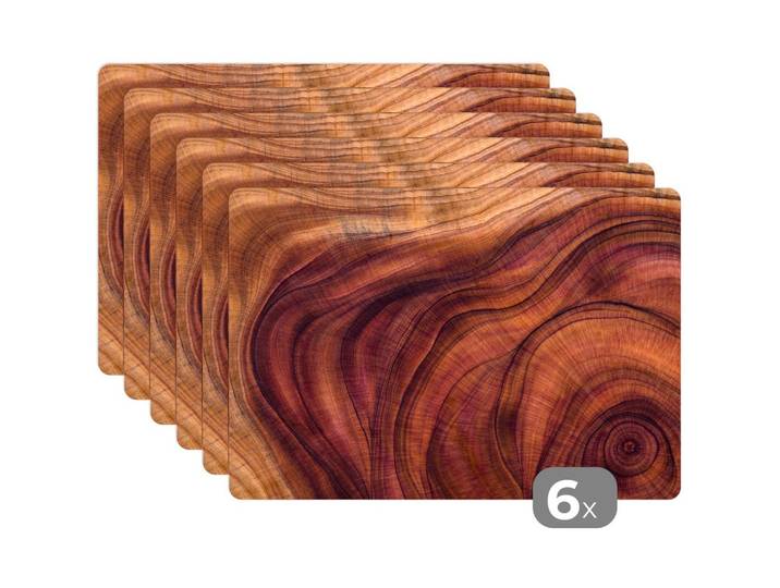 PLATZSETS 6er-Set Glatte Holzstruktur aus geschwungenen Linien 45x30 cm Tischset