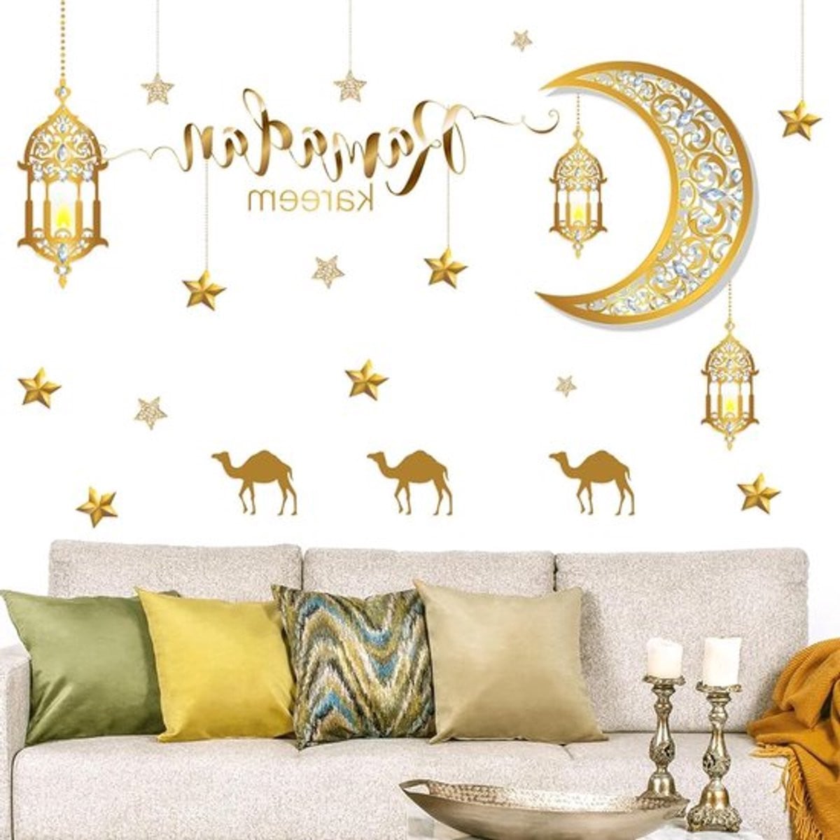 Ramadan Muurdecoratie Eid Mubarak Wandkunst Moskee Versiering voor Thuis