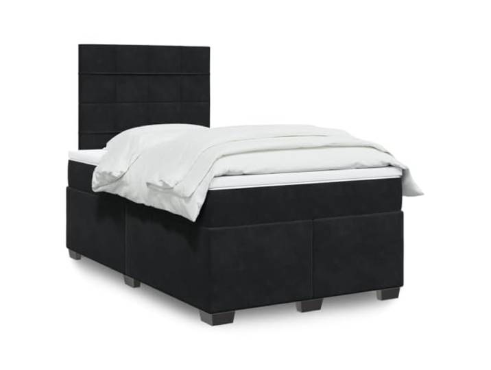 RJPLMFV Lattenrost mit Matratze, Velours, Schwarz, 120 x 200 cm Taschenfedern, verstellbarer Kopf, abnehmbarer Matratzenauflage, atmungsaktiver Komfort