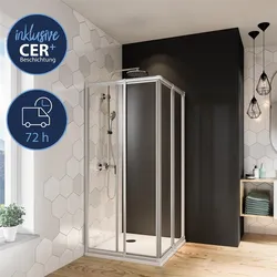 Breuer  Dusche  QUICK  72  Fara  4  Eckeinstieg  Schiebetür  700-800  mm  Kunstoffglas  Perle  3  mm