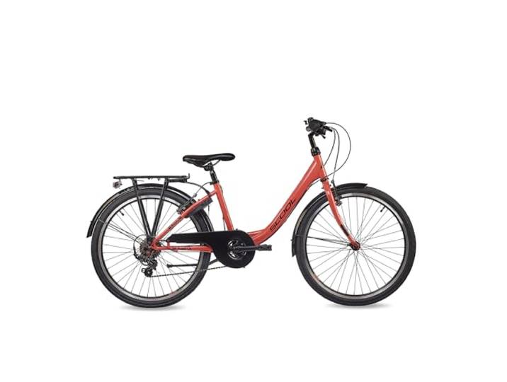 S’COOL Chix Jugendfahrrad 24 Zoll, 6-Gang Shimano Kettenschaltung, Leichter Rahmen, für Schule & Freizeit, Kinder 8–12 J., Farbe: Coral/Dark Red