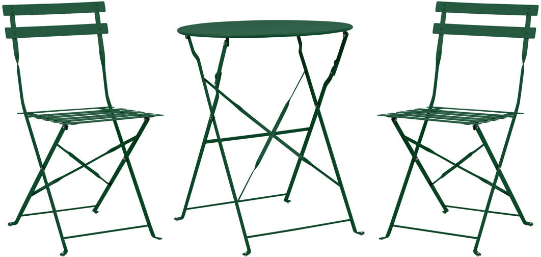 17 Stories Bistro Set Metal Green Dark Green Riverlynn Dark Green 2