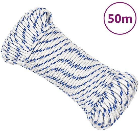 Wit polypropyleen touw van 4 mm met een lengte van 50 meter