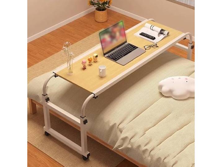 Wetsfgdg Beistelltisch Höhenverstellbar Laptoptisch Mit Rollen die Höhe Und Länge Können Mit Universalrädern Eingestellt Werden, was Zeit Und Mühe Spart-140 * 45 * 65cmwalnuss + Weißer Rahmen