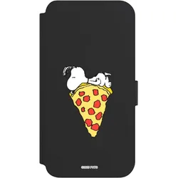 Nivocase Klapphülle für Samsung Galaxy S23+ Handyhülle aus Kunst Leder NIVOflip schwarz Pizza Peanuts (Samsung Galaxy S23+), Smartphone Hülle, Schwarz