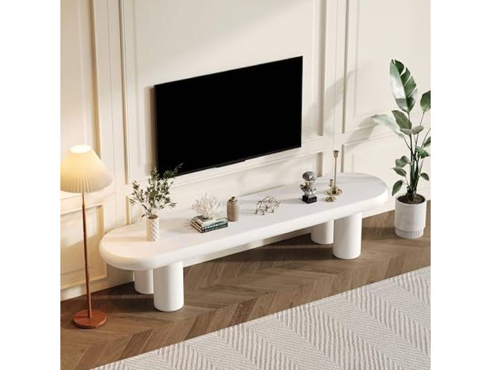 I0I&I0I TV-Schrank für 65 Zoll Fernseher, Moderner TV-Tisch Minimalistisch, MDF Lowboard mit 4 stabilen Beinen, Platzsparend, Abgerundete Ecken, Wohnzimmer TV Möbel (Stil 1)
