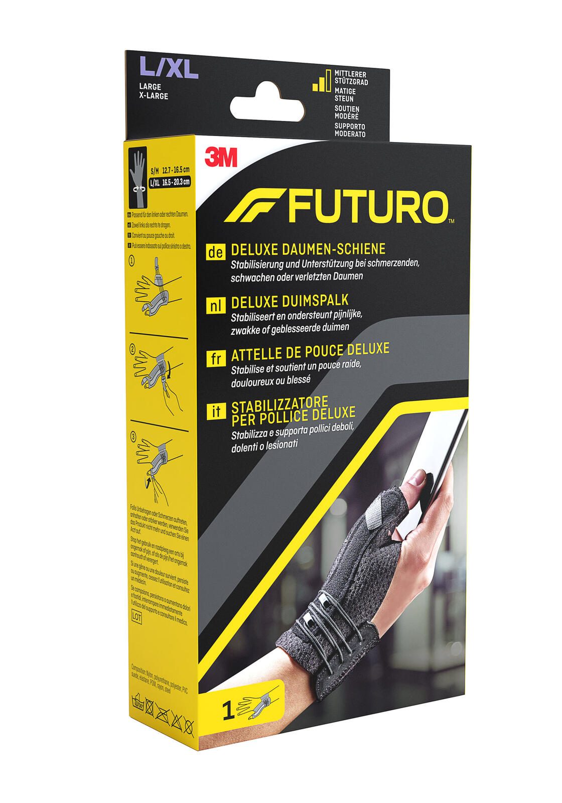 FUTURO® Daumenschiene Größe: L/XL (Länge: 16,5-20,3 cm) schwarz 45844DABI