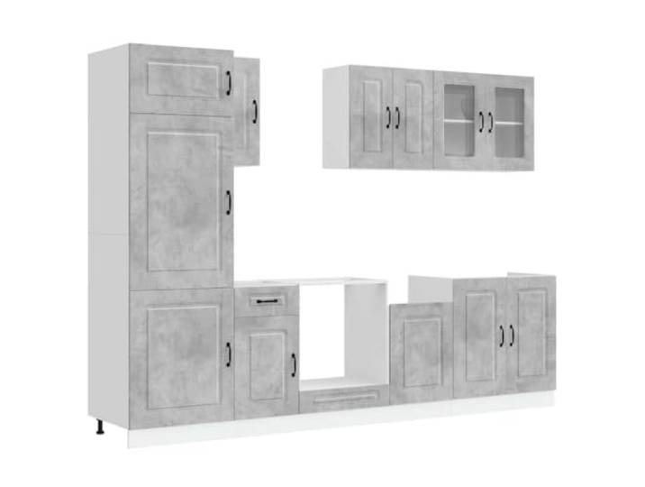 GPWERSDF 8-TLG. Küchenschrank-Set Kalmar Betongrau Holzwerkstoff Verstellbare Füße, Viele Fächer, Pflegeleicht, Robust, Für Küchengeräte