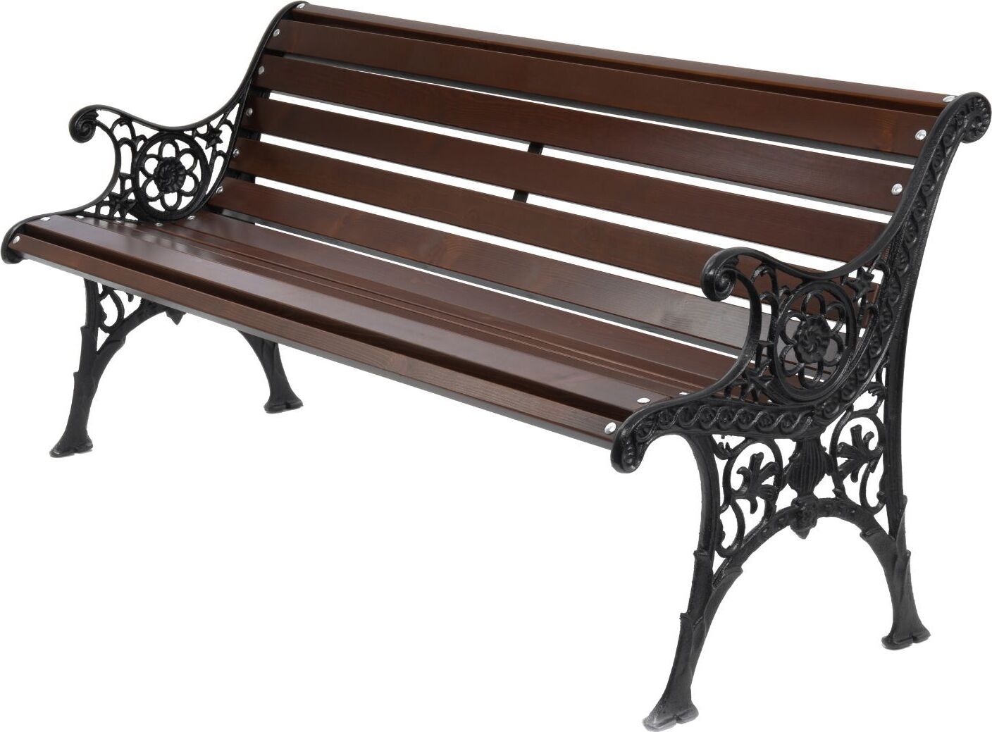 Parkbank Gartenbank Gestell Gusseisen Massivholz Fichtenholz 0121