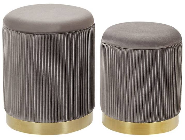 Lot de 2 poufs en tissu gris 3531x4439cm