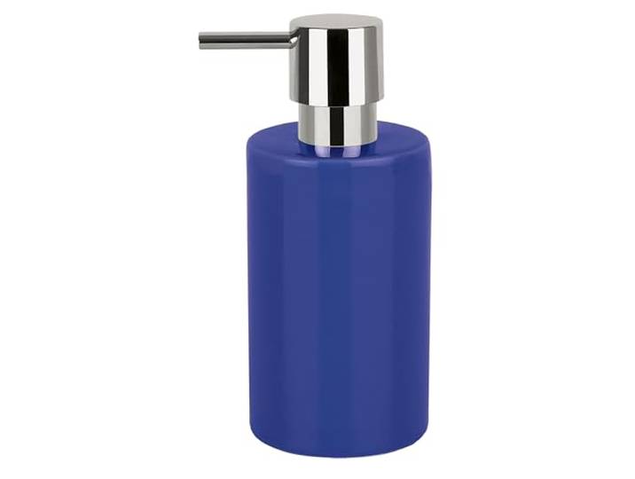 Spirella Tube Zeepdispenser met pomp vloeibare zeepdispenser porselein 300 ml duurzaam en robuust blauw