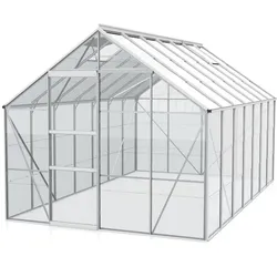 Vitavia Gewächshaus Merkur 11500 inkl. 2 Dachfenstern - 11,5 m2 -Alu-blank eloxiert-3 mm Einscheibensicherheitsglas